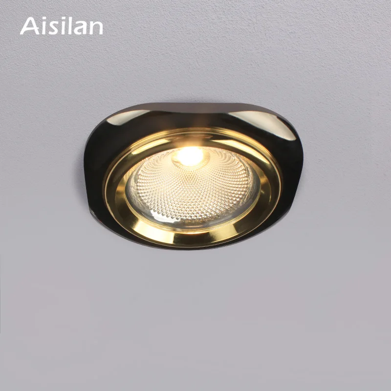 9W Black and Golden Aisilan Светодиодный точечный светильник Черное золото, серебро, алюминий четырехсторонний Встраиваемый светодиодный точечный светильник AC90-260V CRI> 93 - Испускаемый цвет: 9W Black and Golden