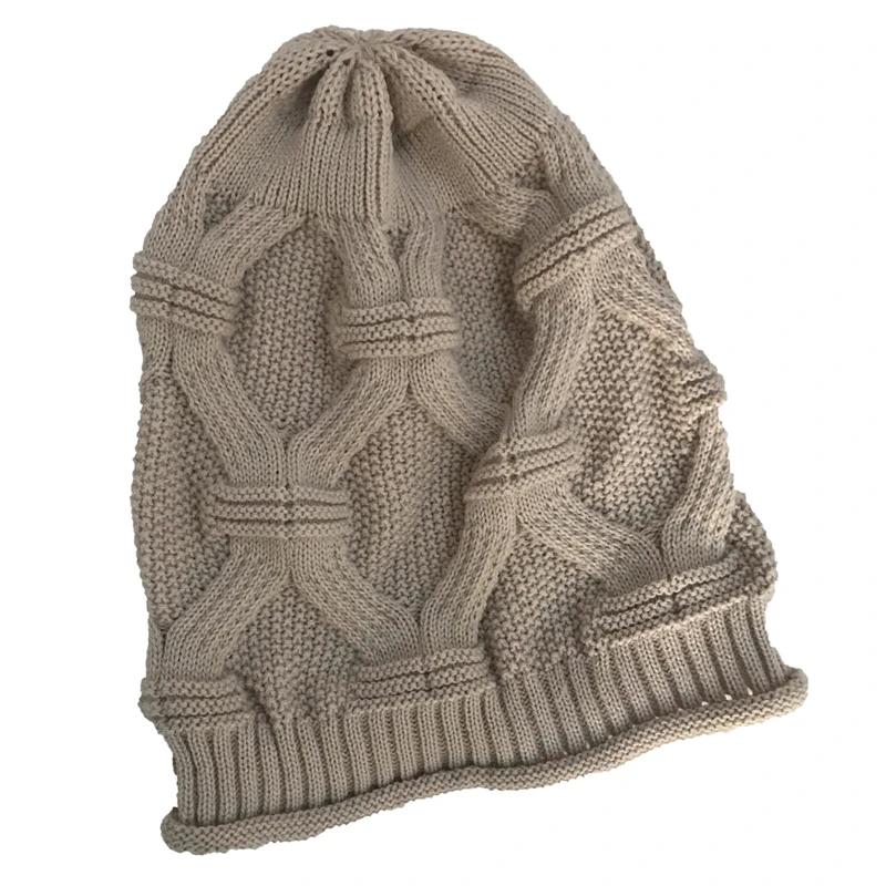 Бежевый SZMALL Newest Women Hat Winter knitted Warmer Beanies Cap For Female Elastic Hip hop Lady Hats - Цвет: Бежевый