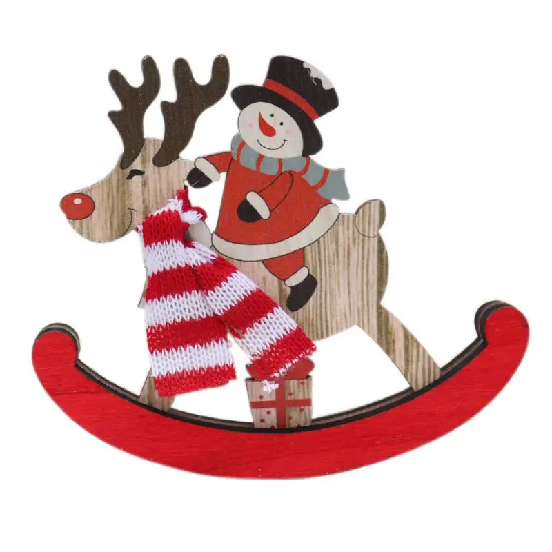 Рождественский Деревянный Санта-Клаус, лошадка-качалка, Рождественская вечеринка, украшение для стола, детский праздничный подарок - Цвет: as the picture