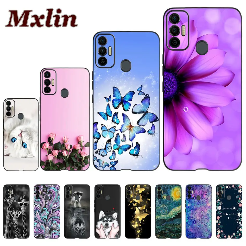 For Tecno Spark 7 Case Cute Butterfly Soft Silicone Phone Cover For