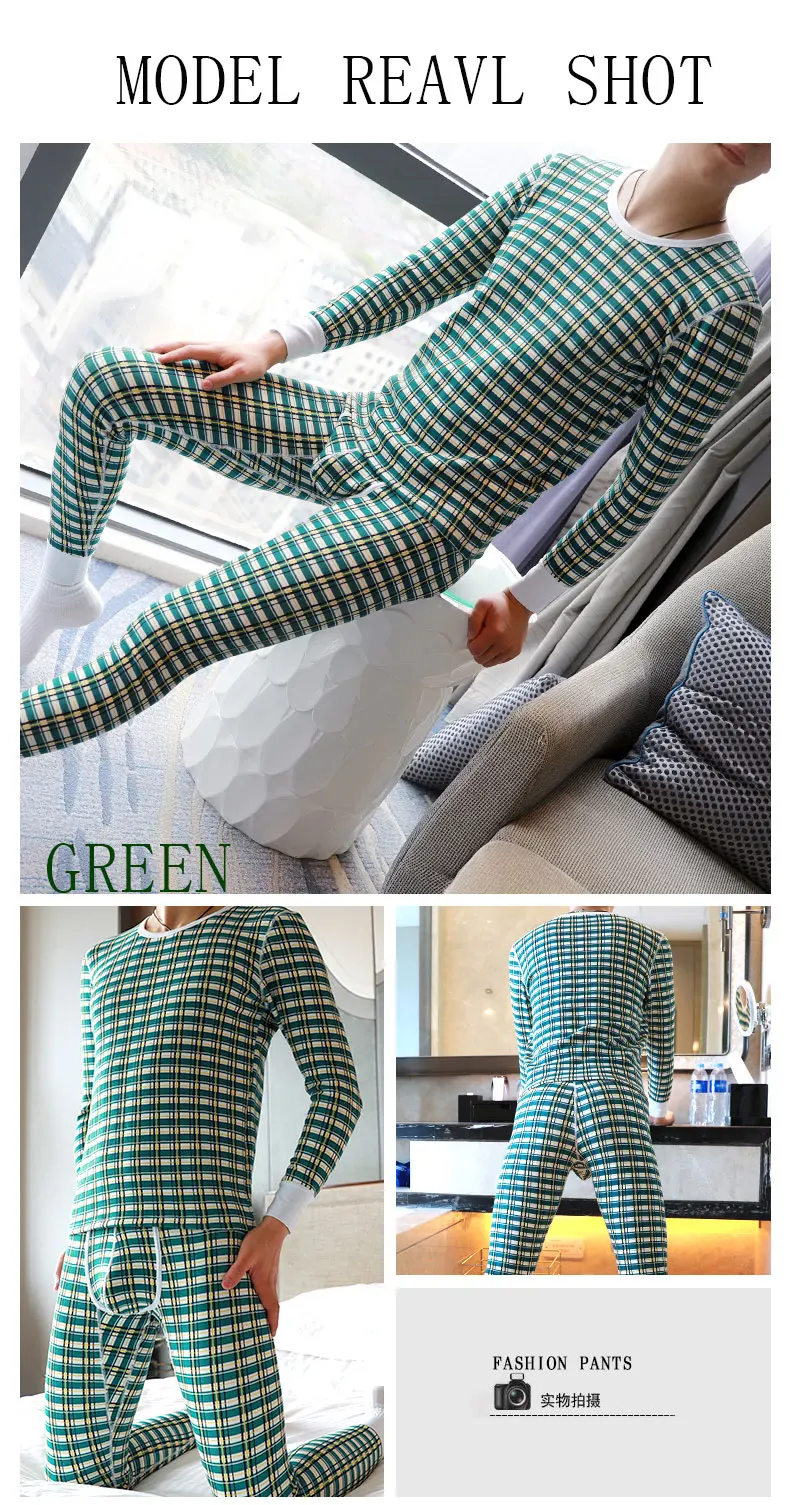 Soutong Winter Cotton Men Warm Thermal Underwear Men Long Johns Thermal Underwear Thick Plus Velvet Long Johns Sets