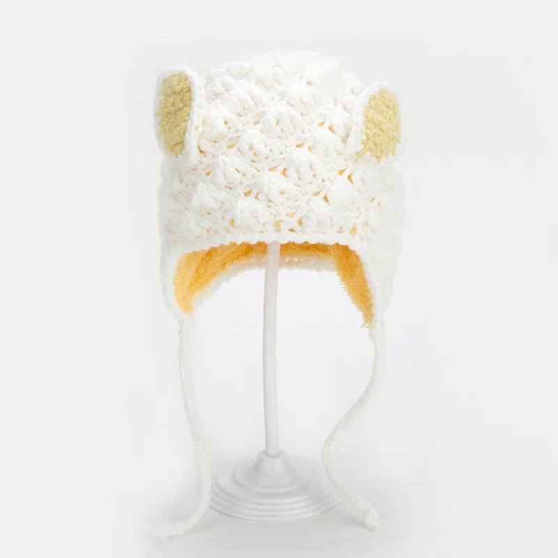 

Winter Hat Girl Earflap Knit Beanie Fleece Autumn Warm Outdoor Skiing Accessory For Baby