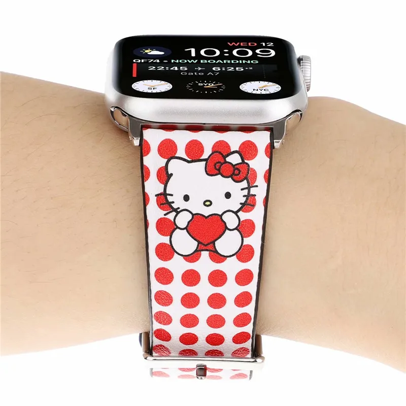 Обувь из натуральной кожи с рисунком ремешок для наручных часов Apple Watch, версии 4 спортивные сменный Браслет аксессуары 40/44/42/38 мм для