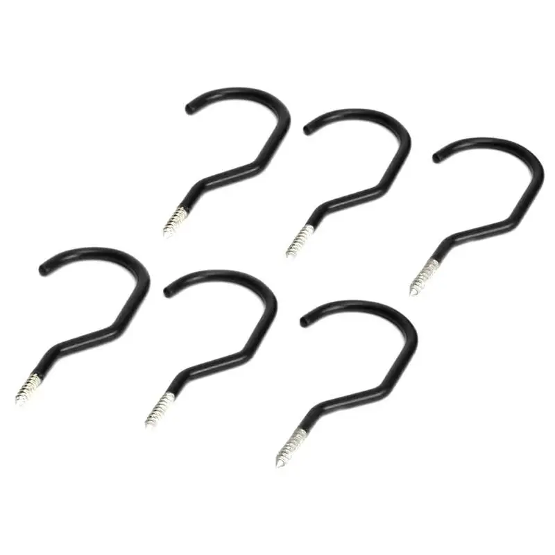 6pcs/lot Heavy Duty Screw-In Storage Hooks Bicycle Bike Hose Pipe Wall Hooks Wall Mounted Hanging Tools Hooks 2 Colors - Цвет: Черный