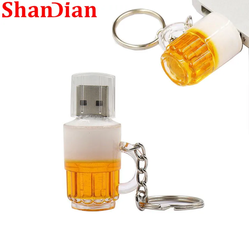 SHANDIAN Beer Keyshain USB флеш-накопитель 32 ГБ 16 ГБ 8 ГБ 4 ГБ USB 2,0 флеш-карта памяти U Stick