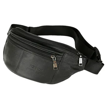 

High-End Men's Sports Running Bag Full-grain Leather Belt Bag Supply Leather Men's Running Bag Chest Pack