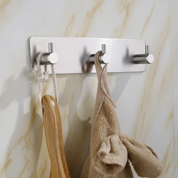 

Self Adhesive Home Kitchen Wall Door Hook Key Holder Rack Towel Hanger Bathroom Rack Hook Aluminum Stainless Steel Powerful Hook