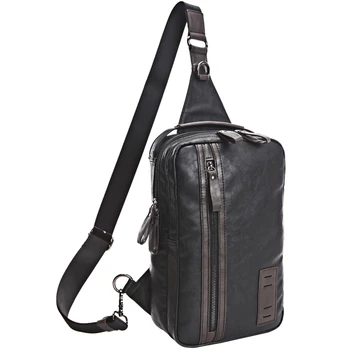 

Men's Fashion Retro PU Foot Leisure Travel Bag Shoulder Messenger Bag Waterproof Wear Chest Harness Chest