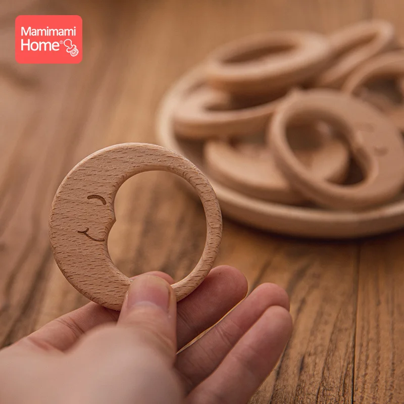 5Pc  Teether 젖꼭지 체인 펜던트 너도밤 나무 나무 달 BPA 무료 나무 젖니가 남 반지 펜던트 액세서리 어린이 용품 장난감