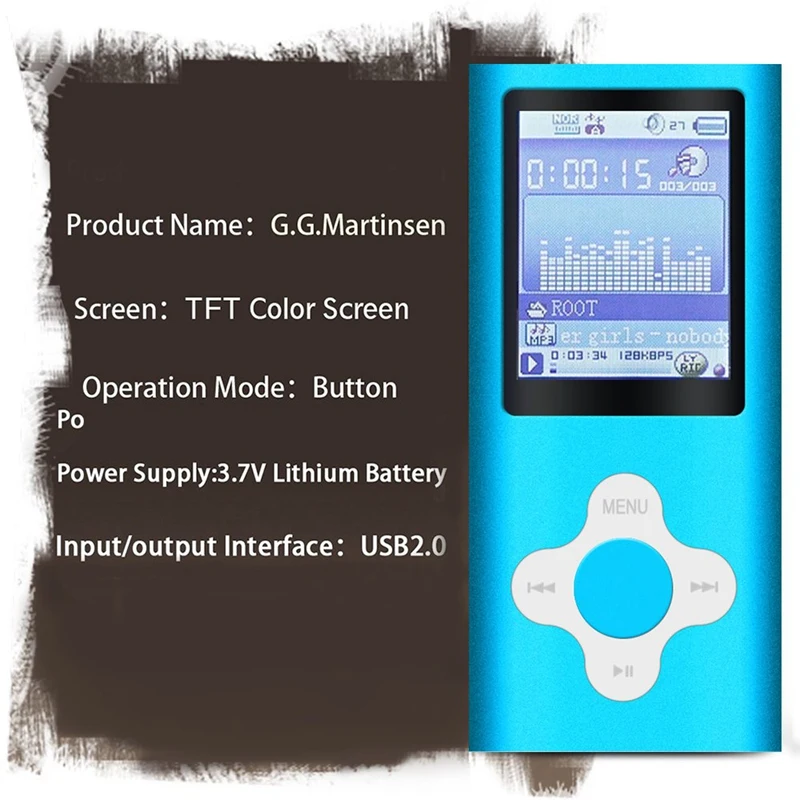 Stylish Mp3/Mp4 Player With A 16Gb Micro-Sd Card,Support Photo Viewer,Mini Usb Port 1.8 Lcd,Digital Music Player,Media Player,Mp