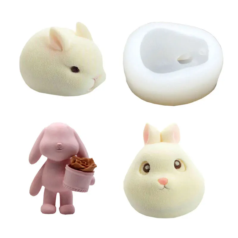 

Small Rabbit Mold Silicone Mousse Cake Pudding Three Dimensional Small White Rabbit Jelly Milk Jelly Chocolate Ice Cream Mold