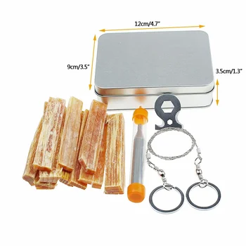 

Outdoor Survival Tools Set Fire Starter Tools Travel Survival Tool Kits Iron Box Packaging Emergency Equipment