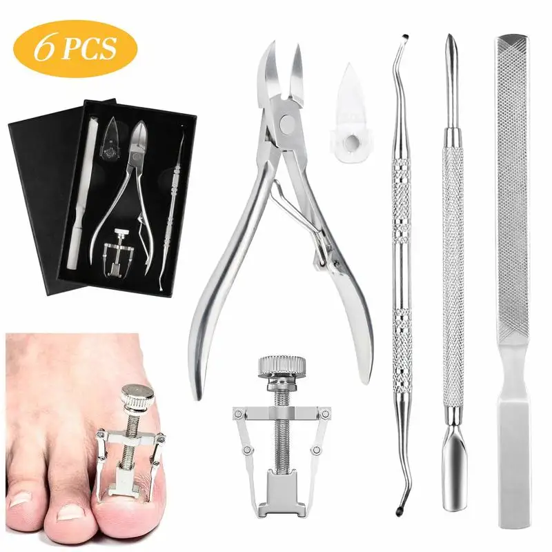 2/6pcs Set Cuticle Remover Kit Nail Clipper Trimmer for Cuticle Ingrown Nails Pedicure & Manicure Corrector Fixer Foot Care Tool