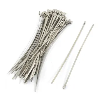 

uxcell 4.6x250mm Self Locking Stainless Hose Cable Pipe Ties Clamps Wrap 100 Pcs