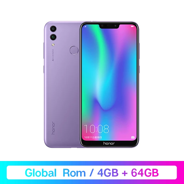 4G 64G Purple Смартфон Honor 8C 8 C с глобальной прошивкой, Google Play Not 8X, Восьмиядерный процессор Snapdragon 632, фронтальная камера 6,26 дюйма, 4000 МП, двойная камера заднего вида, мАч - Цвет: 4G 64G Purple