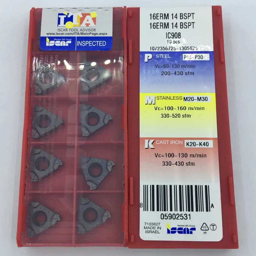 ISCRA 16ERM 11BSPT IC908/16ERM 14BSPT IC908/16IRM 11BSPT IC908/16IRM 14BSPT IC908 CNC Carbide Inserts CNC Lathe Threaded inserts