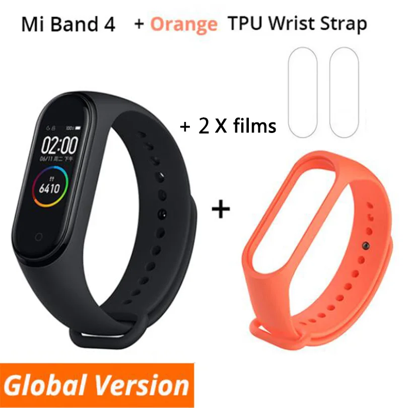 B4 n film n orange Xiaomi mi-браслет 4 Smart Bluetooth 5,0 mi Band 4 Браслет фитнес-браслет AMOLED сенсорный экран Музыка AI сердце - Цвет: B4 n film n orange