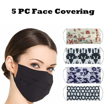 

5 Pack Mixed Design Cotton Adult Reusable Face scarf MaskS Protection Washable drop shipping