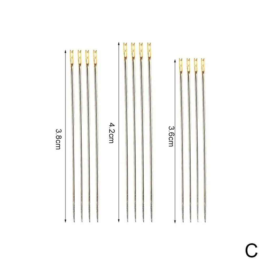 6/12Pcs Stainless Steel Large Eye Needles Leather Sewing Needle Gold Needle Embroidery Tapestry Hand Sewing Accessories - Цвет: 12PCS