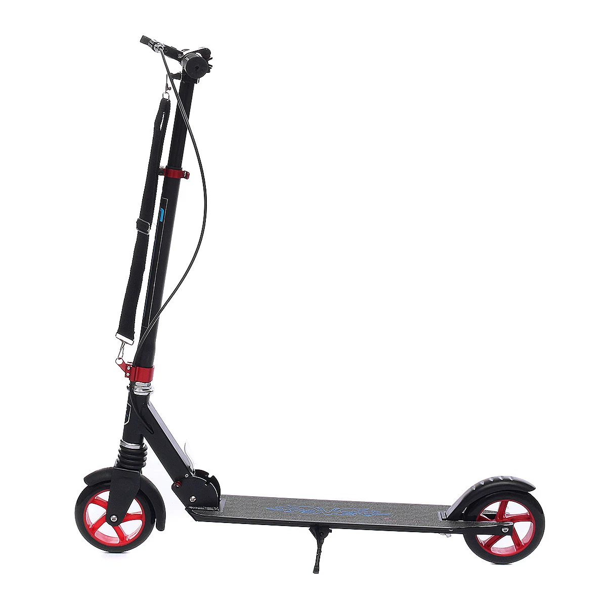 

Foldable Aluminum Alloy Scooter Road Ride Skateboard Adjustable Height Handbrake Adult Scooters hoverboards Red/Blue 80kg