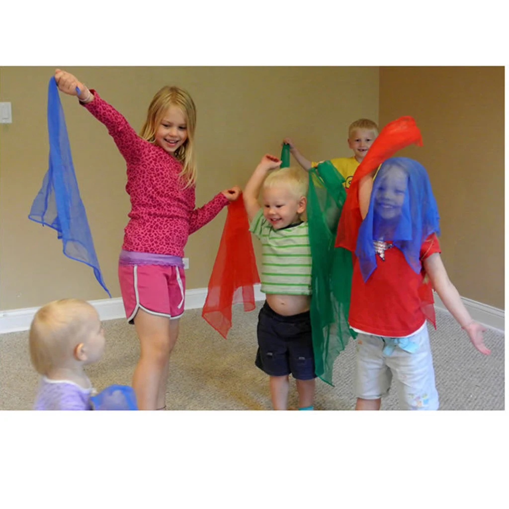 6Pcs Juggling Movement Scarves Square Dance Scarf Magic Props for Children and Women 25 x 26 Inches