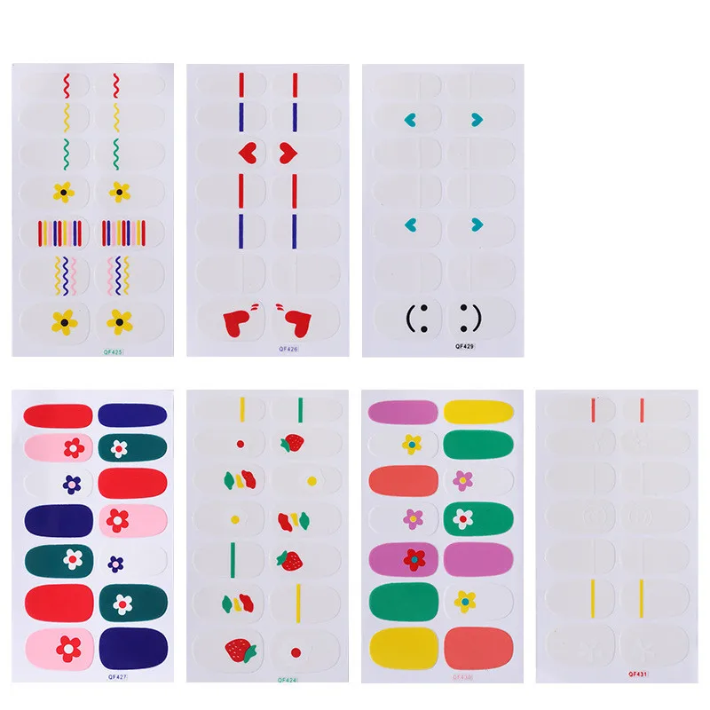 3D Nail Stickers Water Transfer Sticker Cartoon Rainbow Flower Girl Designs Art Slider Manicure Decoration F649 | Красота и здоровье
