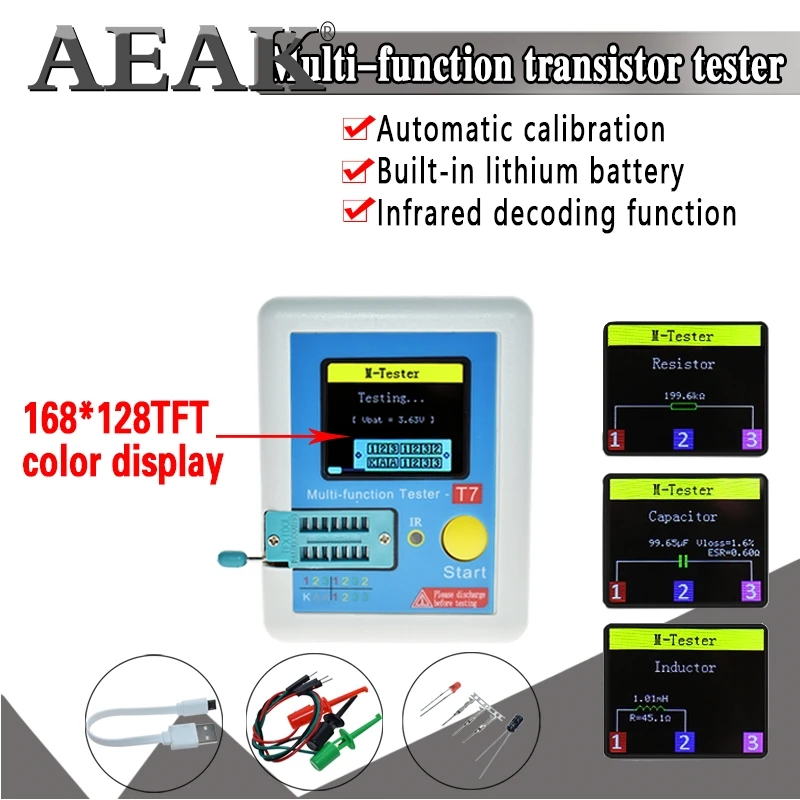 Купить AEAK LCR-T7 Транзистор тестер TFT Диод Триод измеритель емкости ...