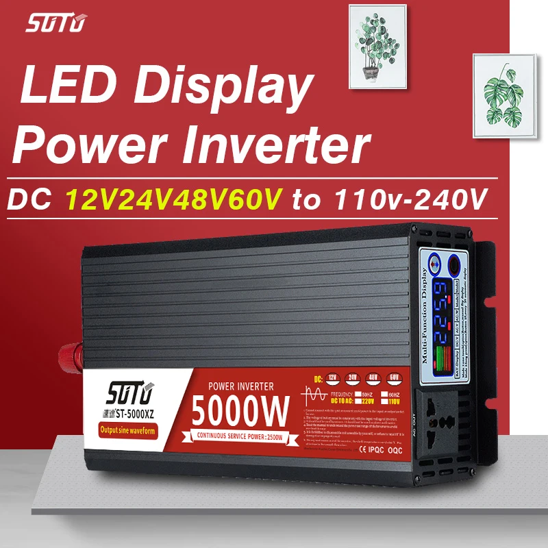 Inversor universal dc 12v24v48v60v para 110v-240v inversor de tela lcd 2500w/3000w/4000w/5000w/w conversor de energia de forma de onda de seno puro