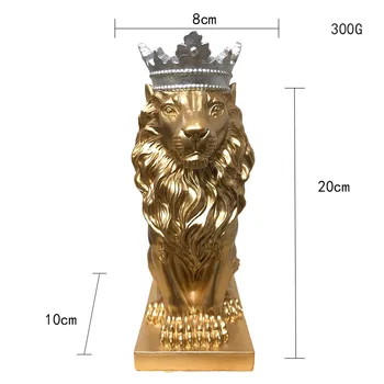 

Golden Crown Lion King Statue Nordic Handicraft Home Office Decoration Lion King Modle Animals Art Sculpture