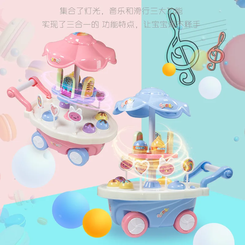 Детский игровой домик, Игрушечная машина для мороженого, для девочек 3-6 лет, модель, маленькая тележка, автомобиль для конфет, подарок на день рождения
