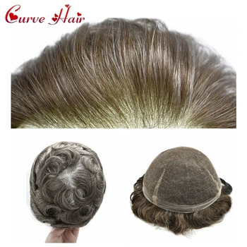 

US Swiss Lace Toupee For Men Black Brown Blonde Gray Full Lace Hairpiece 100% Human Hair Replacement Mens Full Lace Hair Systems