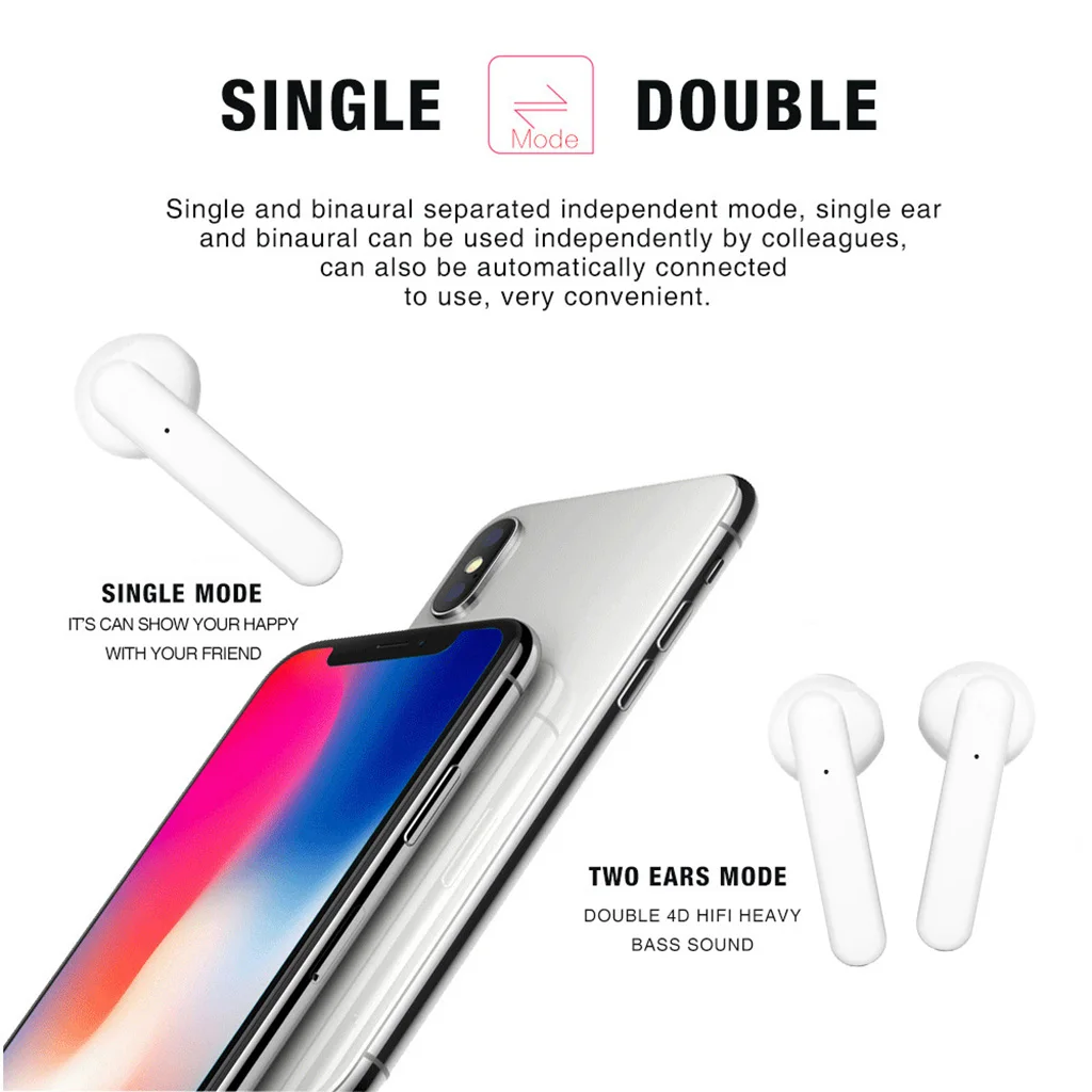 TWS Wireless Bluetooth 5.0 Earphones HD Earbuds Voice Control Headsets Wireless Headphone For IOS Android Windows Smartphone