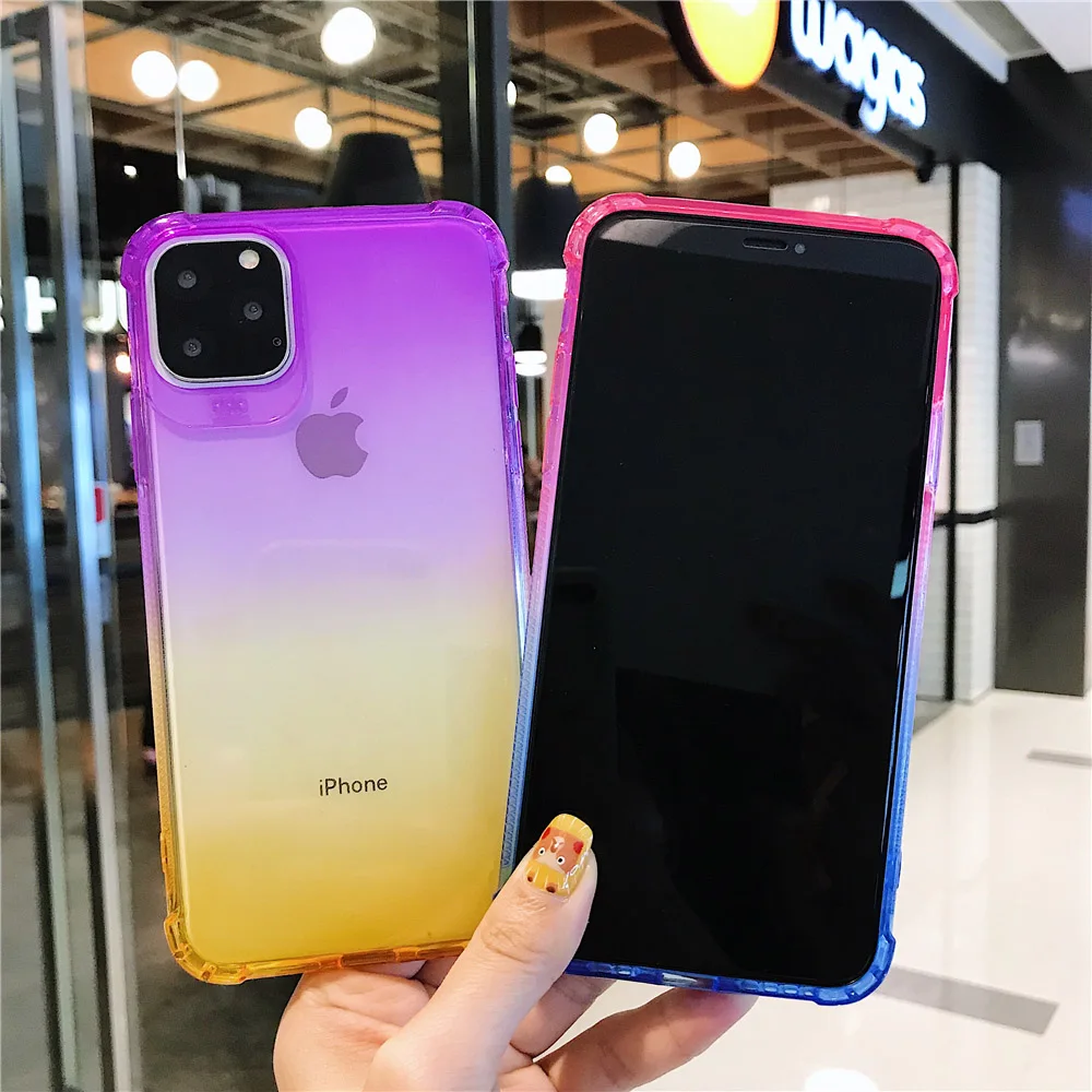 N1986N чехол для телефона iPhone 11 11 Pro Max X XR XS MaX 6 6s 7 8 Plus модный градиентный цветной противоударный мягкий ТПУ для iPhone X