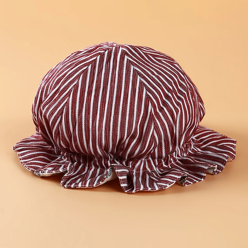 Summer Kids Hat Sweet Princess Hollow Stripe Baby Girls Bucket Hat Lace-up Cotton Bonnet Infant Kids Flower Fisherman Cap