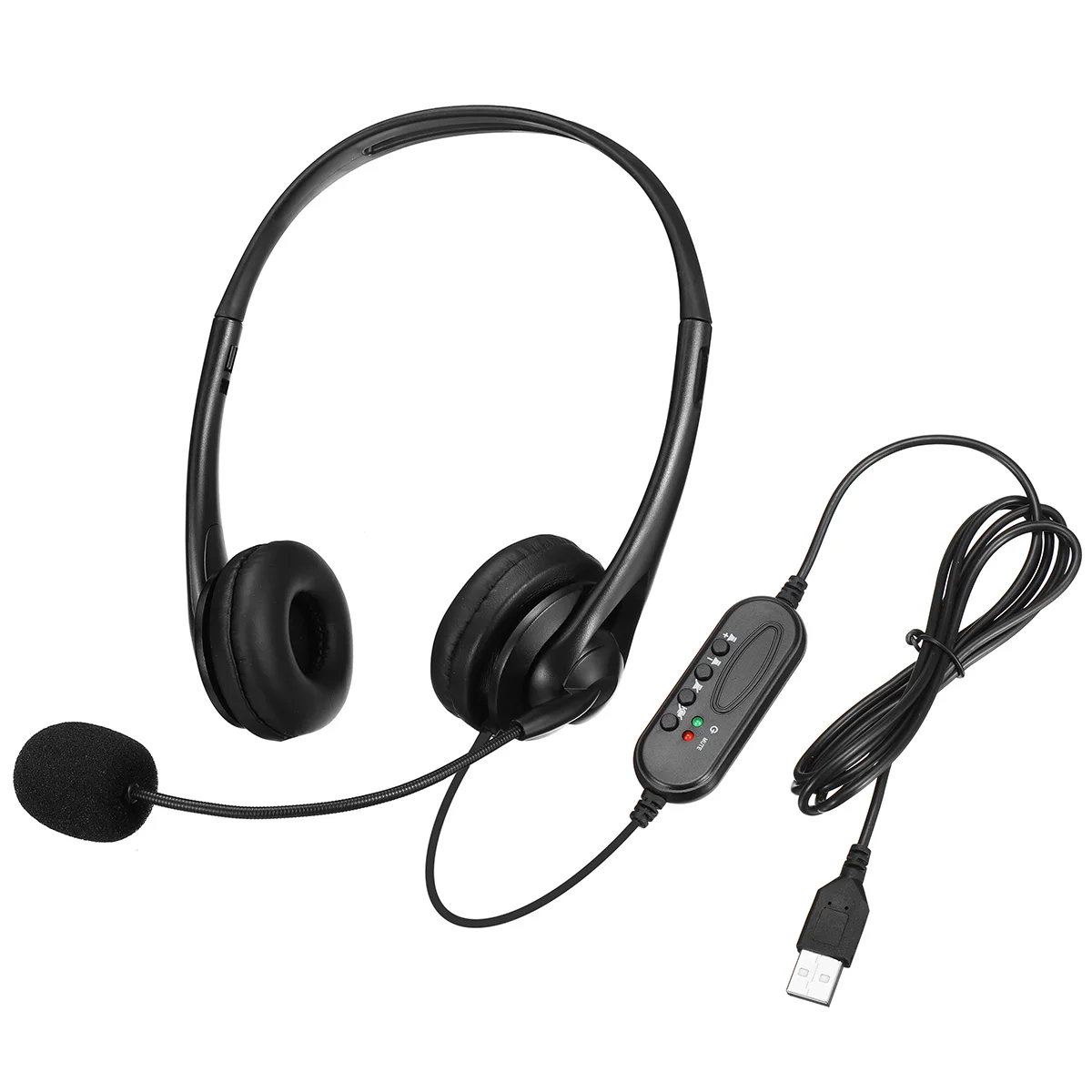 Over Head Headphone Computer Heaset USB Wired Stereo Monitor Music Customer Service Heaset With Microphone