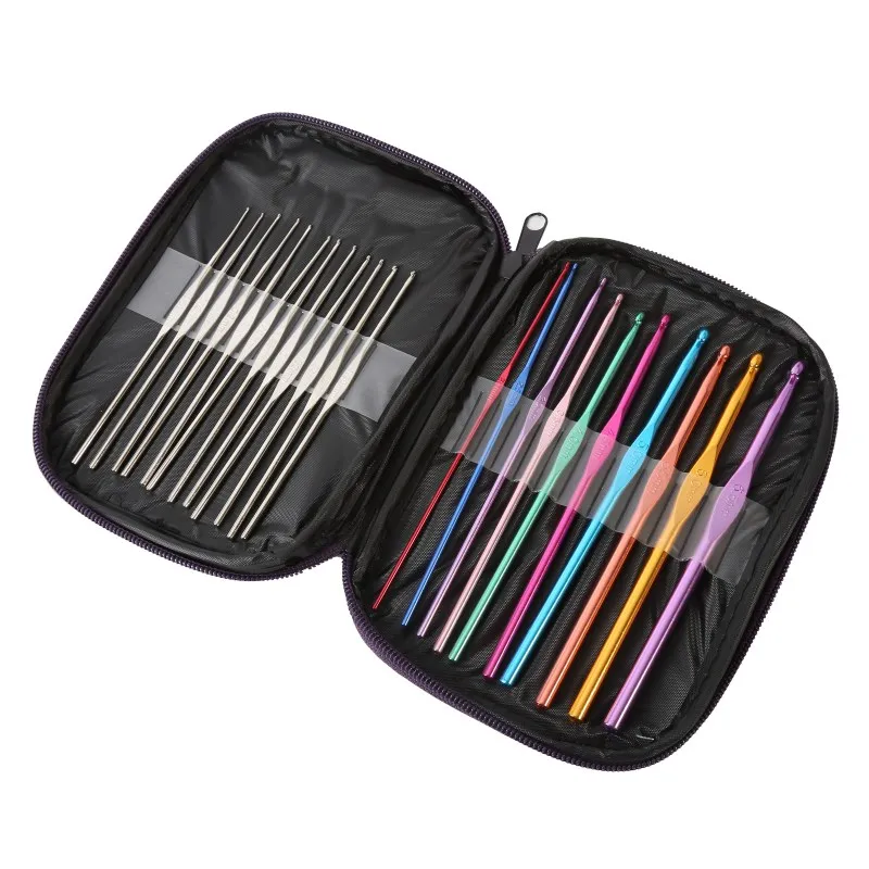 

22 Pcs/Set Multi Stainless Steel Needles Crochet Hooks Set Knitting Needle Tools With Case Yarn Craft Kit