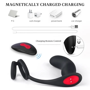 PHANXY Male Prostate Massage Vibrator Anal Plug Silicone Prostate Stimulator Butt Plug Delay Ejaculation Ring Toy For Men 6