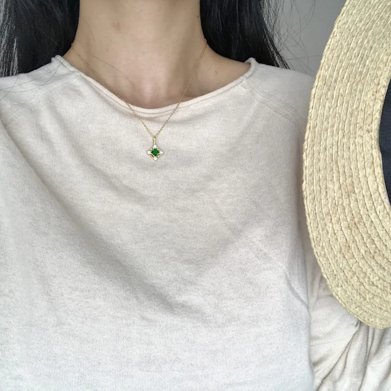 Timeless Wonder 925 пробы Серебряный Зеленый Цирконий колье ювелирные изделия Топ в готическом стиле кулон подарок на Рождество мода Ins 4428
