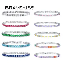 BRAVEKISS мутиколоры Хрустальный Теннисный Браслет Свадебные Роскошные браслеты для женщин кубический цирконий аксессуары ювелирные изделия BUB0097