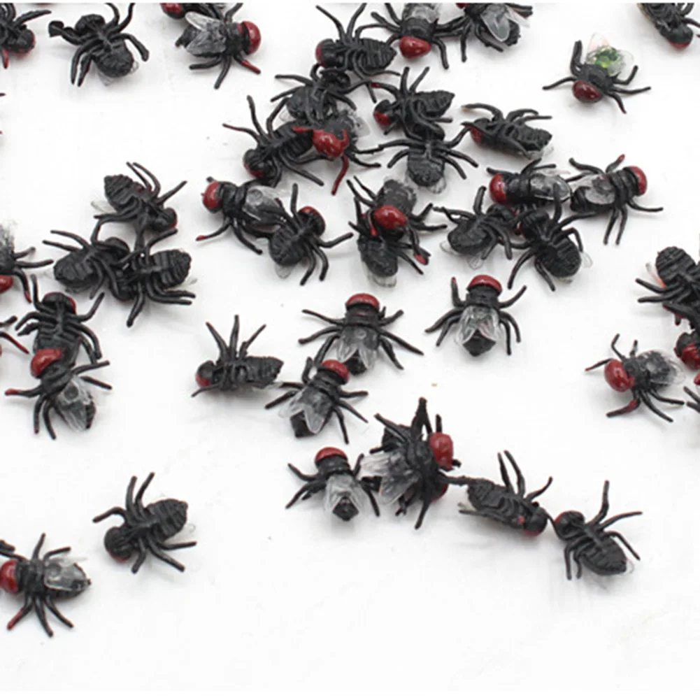 Funny Simulation Insect Realistic Flies Jokes Props Joking Bugs Prank Toys 50Pcs prank toys joke toys