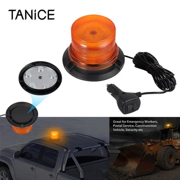 

TANiCE 12-24V DC 24W Strobe light LED Magnetic Emergency Flashing Recovery Warning Strobe Light Waterproof Amber For Truck