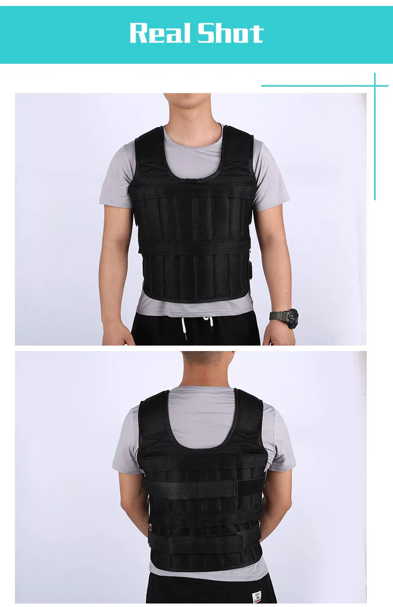 30KG Exercise Loading Weight Vest Boxing Running Sling Weight Training Workout Fitness Adjustable Waistcoat Jacket Sand Clothing