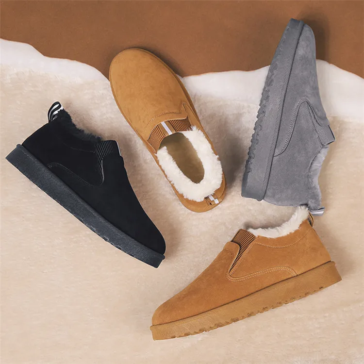 Мужские зимние ботинки; зимние теплые плюшевые ботильоны; мужские слипоны на меху; нескользящие удобные зимние мужские кроссовки; botas hombre