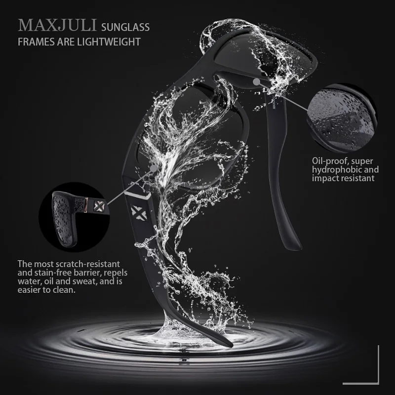 MAXJULI 남녀공용 편광 선글라스, 낚시 및 달리기용 UV 보호, TR90 8160