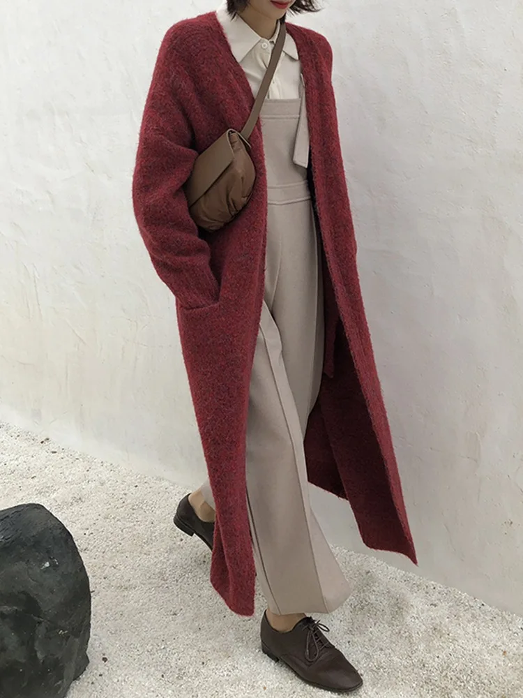 ^Cheap Laziness-Style Loose-Fit Mid-length Knitted Cardigan Women's Early Spring New Style Korean-style Versatile Slimming Sweater Coat