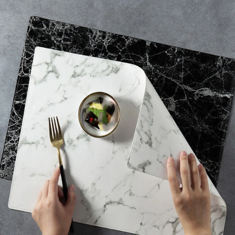 Chic Placemat for Tableware Dining Pad Lattice Waterproof PU Table Mat Placemats Pads Bowl Coaster Kitchen Accessories