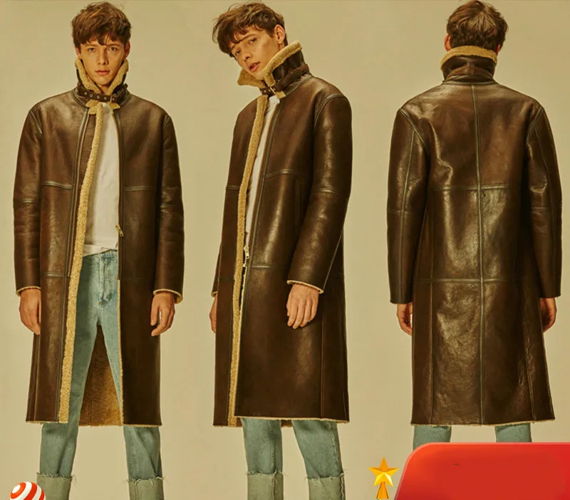 Зимняя мужская одежда из натуральной кожи модная уличная 100% натуральный мех