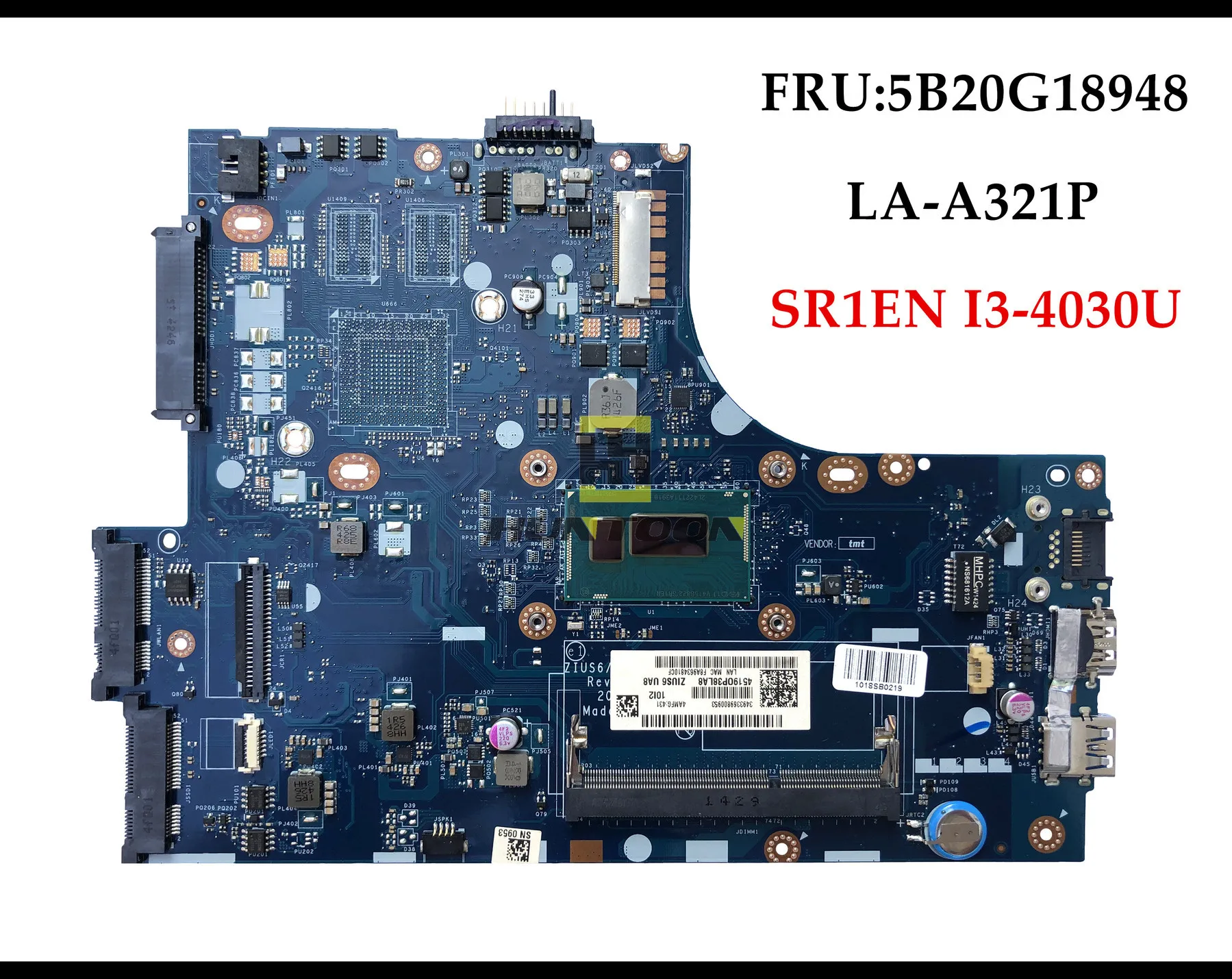 Высокое качество ZIUS6/S7 LA-A321P для lenovo Ideapad S310 материнская плата для ноутбуков FRU: 5B20G18948 SR1EN I3-4030U DDR3L полностью протестирована