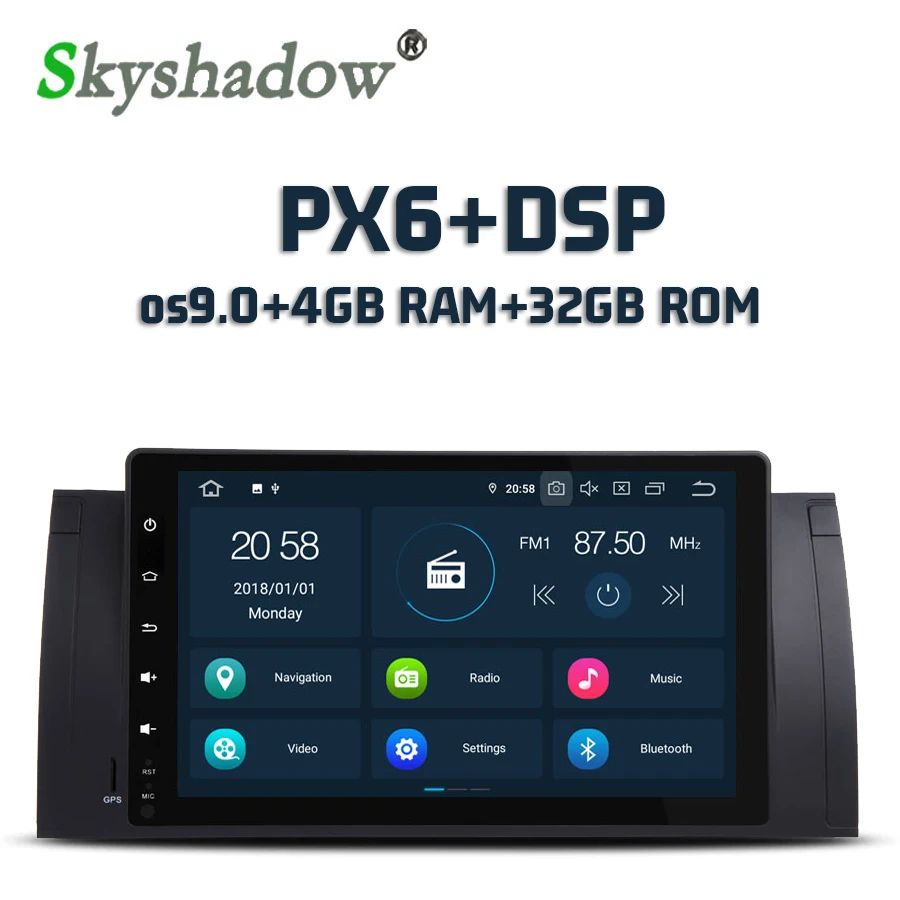 Discount IPS DSP PX6 Android 9.0 4GB + 32GB Car DVD Player RDS Radio Wifi Bluetooth 4.2 GPS map For BMW E39 X5 E53 M5 Range Rover 2