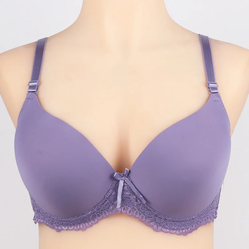 light purple Супер большой бюстгальтер, женские сексуальные бюстгальтеры, пуш-ап нижнее белье, футболки, Бюстгальтеры на косточках, бюстгальтер без косточек, регулируемый ремешок, полная чашка, нижнее белье, бюстгальтер - Цвет: light purple
